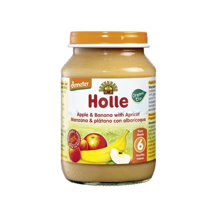 Holle      Pure me mollë, banane dhe kajsi (6m+)