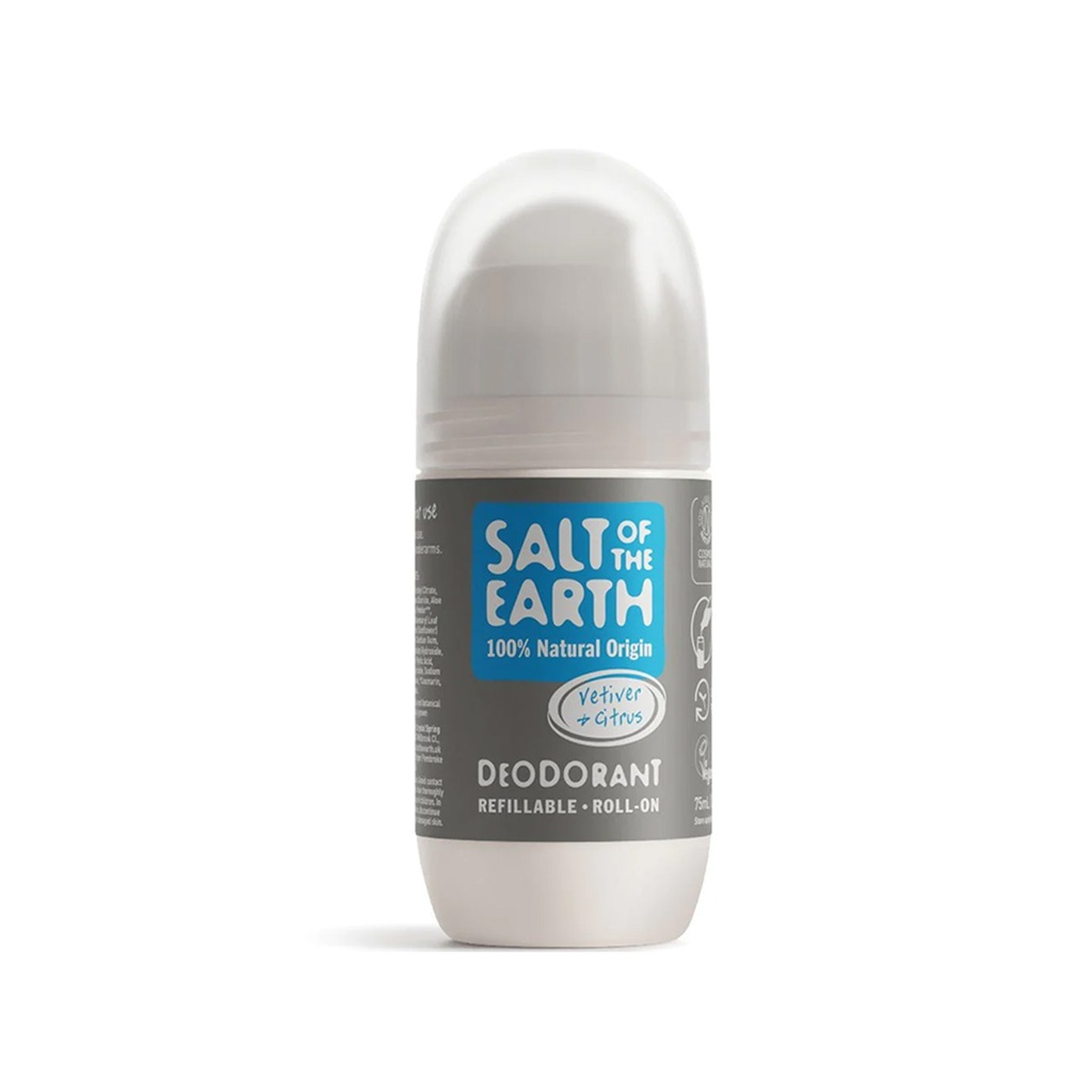 Salt of the Earth      Vetiver & Citrus Natural Refillable Roll-On Deodorant