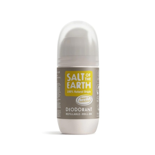 Salt of the Earth      Amber & Sandalwood Natural Refillable Roll-On Deodorant